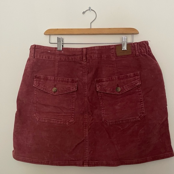 Burgundy Corduroy High Waisted Skirt - Picture 3 of 5
